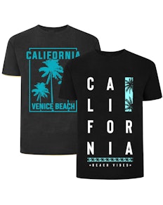 Bigdude Twin Pack California Print T-Shirts Black/Charcoal